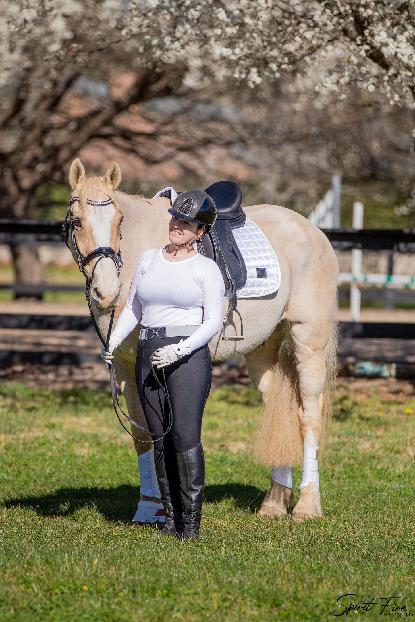 White crystal deluxe satin saddle pad
