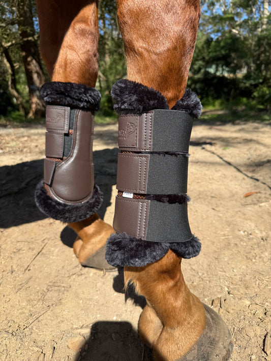 Brown Coolflow Brushing Boots with Fur Trim