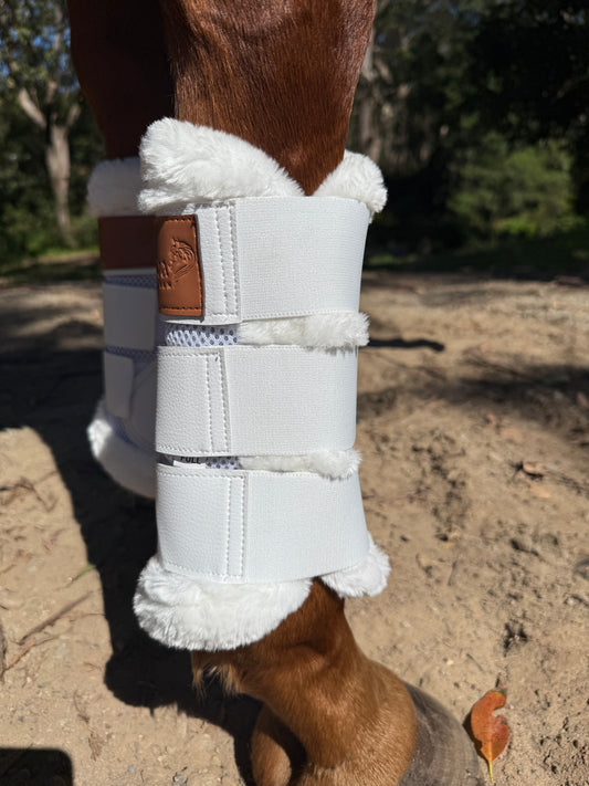 White Coolflow Brushing Boots with Fur Trim