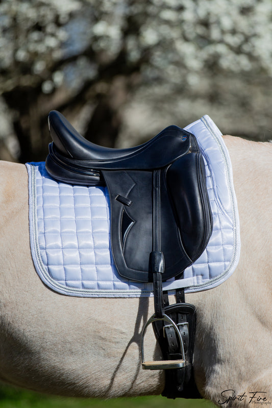 White crystal deluxe satin saddle pad